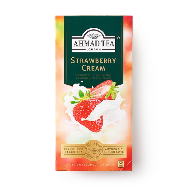 Чай чёрный Strawberry cream Ahmad Tea с ароматом клубники со сливками в пакетиках