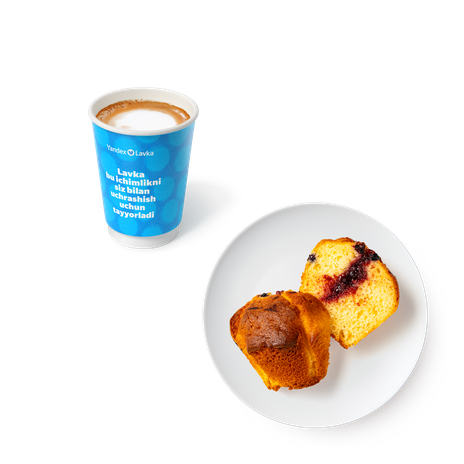 Маффин черника «Из Лавки» + Капучино «Яндекс Лавка»