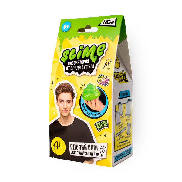 Набор для изготовления слайма Slime лаборатория Влад А4 светится в темноте