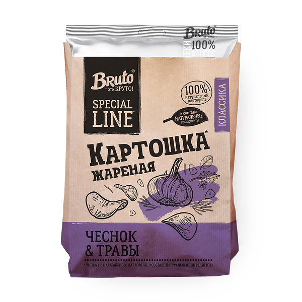 Чипсы Bruto чеснок и трава