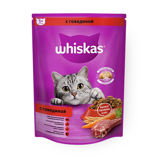 Сухой корм для кошек Whiskas подушечки с паштетом говядина