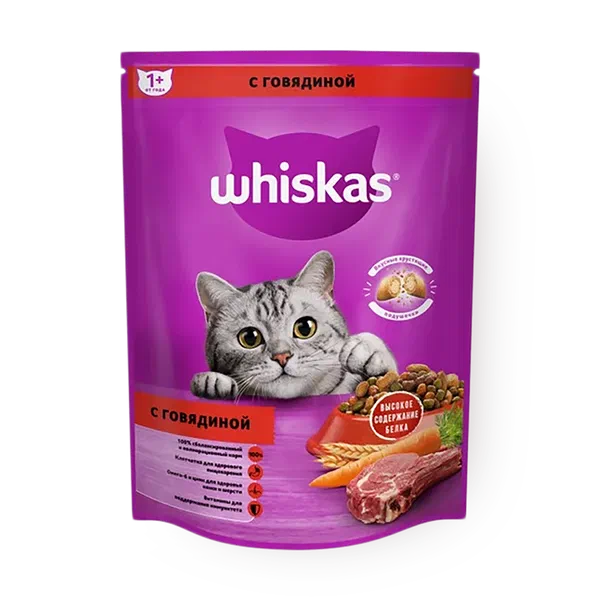 Сухой корм для кошек Whiskas подушечки с паштетом говядина
