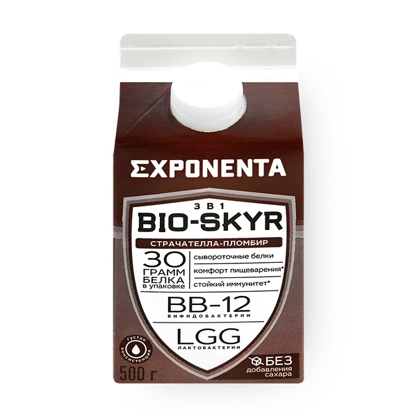 Напиток кисломолочный обезжиренный Exponenta Bio-Skyr 3 в 1 страчателла-пломбир