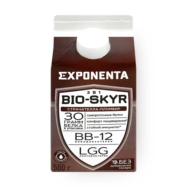 Напиток кисломолочный обезжиренный Exponenta Bio-Skyr 3 в 1 страчателла-пломбир