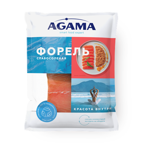 Форель слабосолёная филе-кусок Agama с кожей замороженный