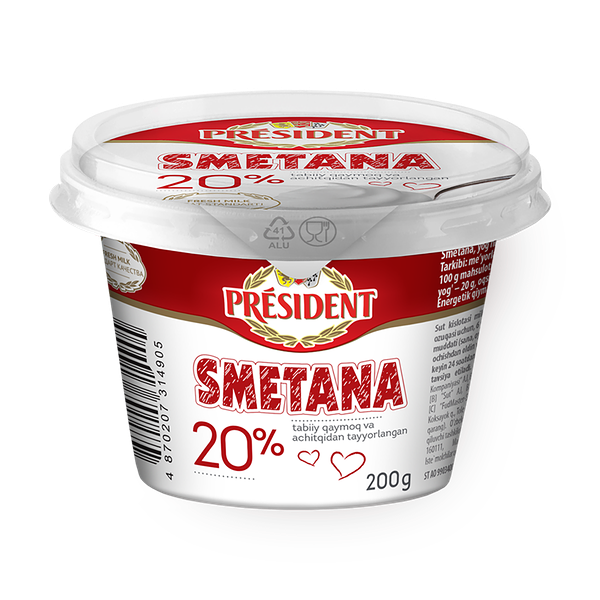 Сметана 20% President