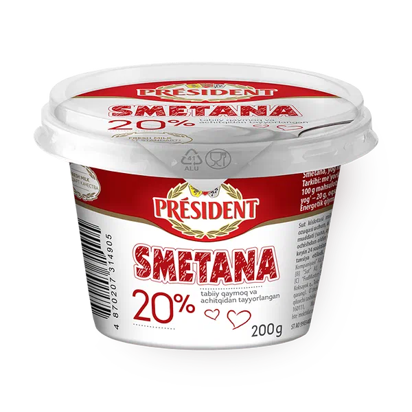 Сметана 20% President