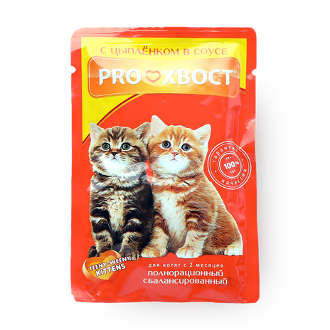 Корм влажный для котят «ProХвост» с цыплёнком в соусе