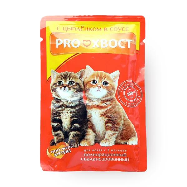 Корм влажный для котят «ProХвост» с цыплёнком в соусе
