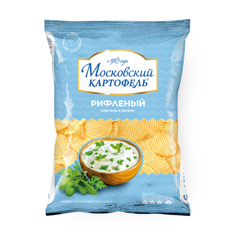 Чипсы рифленые Московский Картофель со вкусом сметаны и зелени