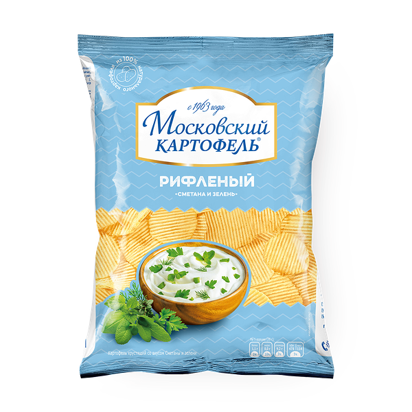 Чипсы рифленые Московский Картофель со вкусом сметаны и зелени