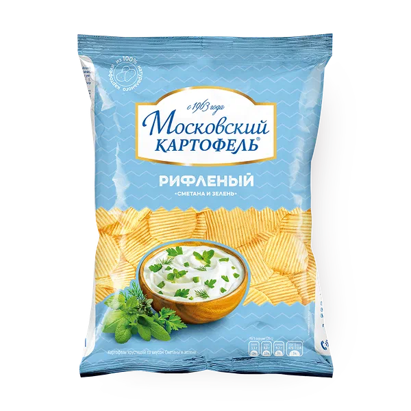 Чипсы рифленые Московский Картофель со вкусом сметаны и зелени