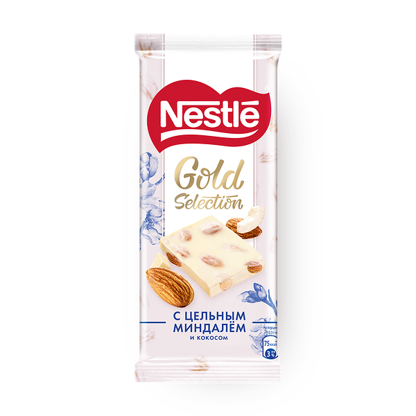 Шоколад молочный Nestle Gold Selection с миндалём и кокосом