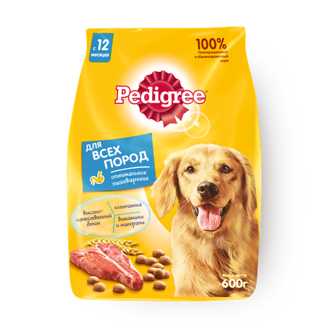 Сухой корм Pedigree для взрослых собак всех пород с говядиной