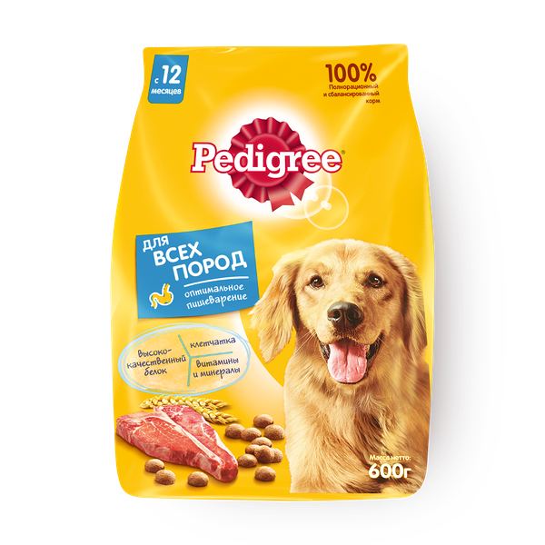 Сухой корм Pedigree для взрослых собак всех пород с говядиной