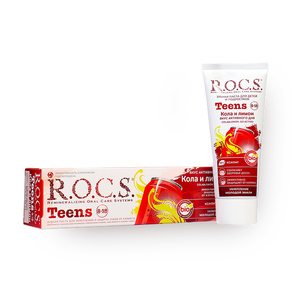Зубная паста R.O.C.S. Teens Кола и лимон 8-18 лет