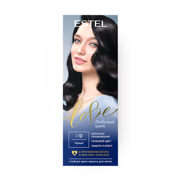 Крем-краска для волос Estel Love 1/0 чёрный