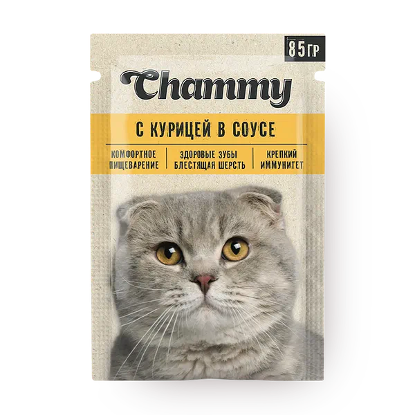 Влажный корм для кошек Chammy с курицей в соусе