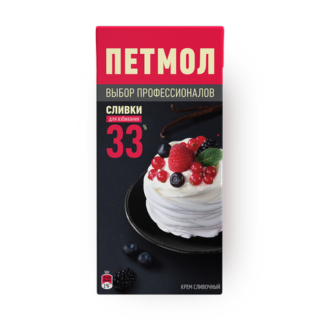 Сливки для взбивания 33% «Петмол» ультрапастеризованные