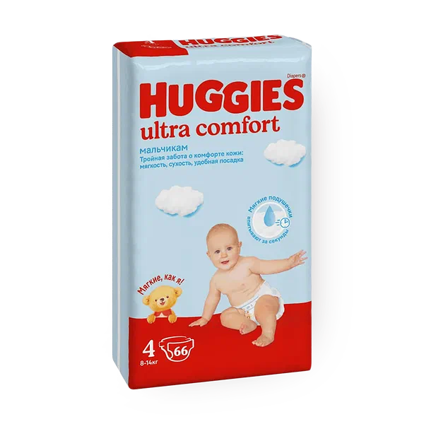 Подгузники Huggies Ultra Comfort для мальчиков 4 размер 8-14 кг