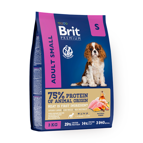 Сухой корм для собак мелких пород Brit Premium курица