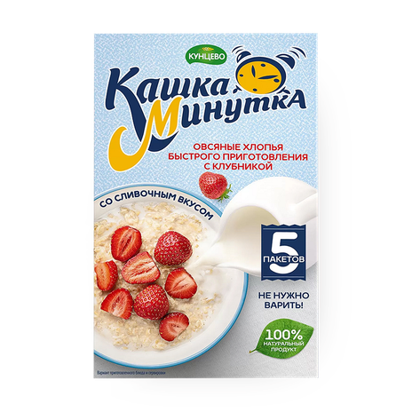 Овсяные хлопья «Кунцево» Минутка клубника-сливки