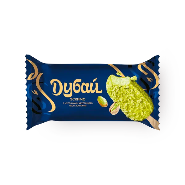 Десерт-мороженое Дубай Bremor c кусочками хрустящего теста катаифи фисташково-кунжутная глазурь эскимо