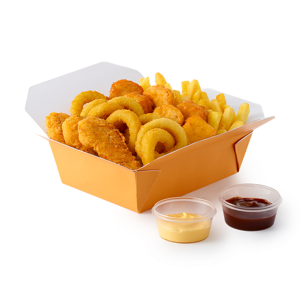 Сет с наггетсами, стрипсами, луковыми кольцами и картофель фри «Из Лавки»