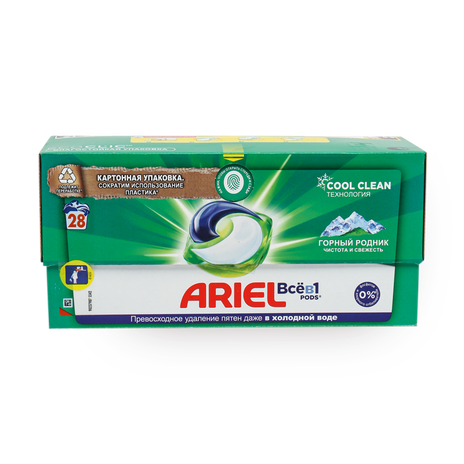 Капсулы для стирки Ariel Всё в 1 горный родник 28 шт