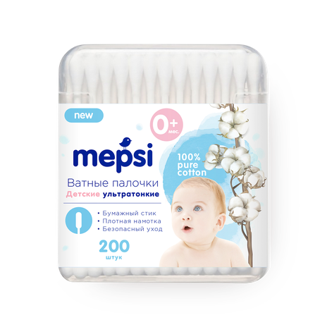 Ватные палочки детские Mepsi ультратонкие