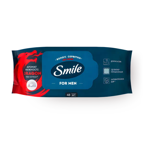 Салфетки влажные Smile Men с экстрактом дерева дракона