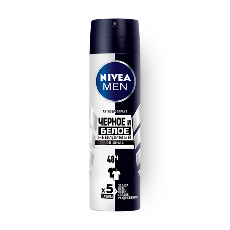 Дезодорант-антиперспирант Nivea Men Чёрное и Белое невидимый спрей