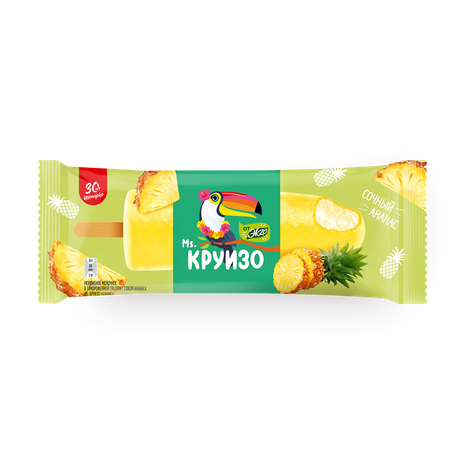 Мороженое молочное Ms.Круизо Эkzo с соком ананаса в глазури эскимо