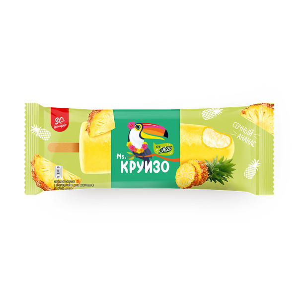 Мороженое молочное Ms.Круизо Эkzo с соком ананаса в глазури эскимо