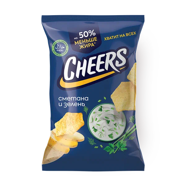 Чипсы картофельные Cheers со вкусом сметаны и зелени