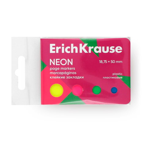 Закладки пластиковые клейкие Erich Krause Neon 18.75x50 100 листов 4 цвета