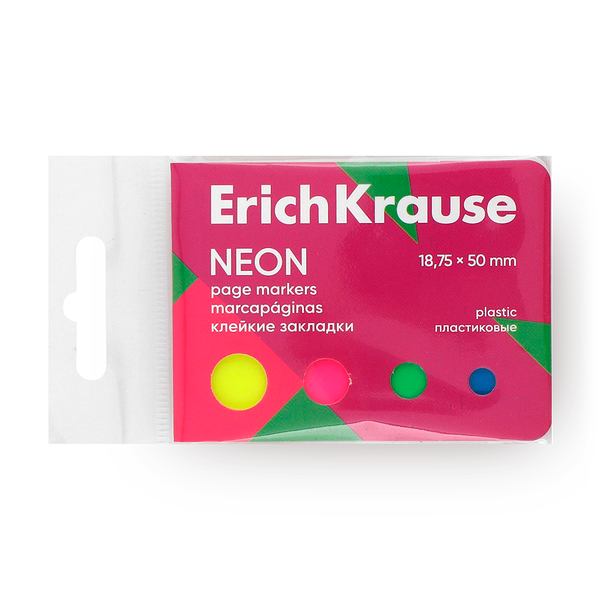 Закладки пластиковые клейкие Erich Krause Neon 18.75x50 100 листов 4 цвета