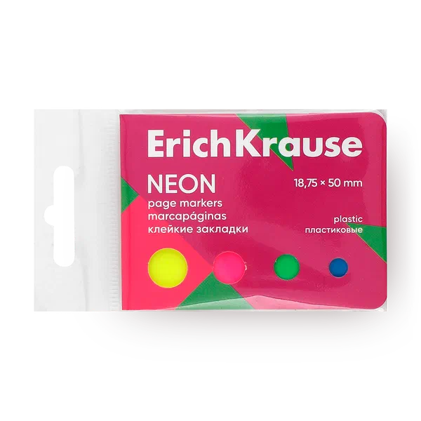 Закладки пластиковые клейкие Erich Krause Neon 18.75x50 100 листов 4 цвета