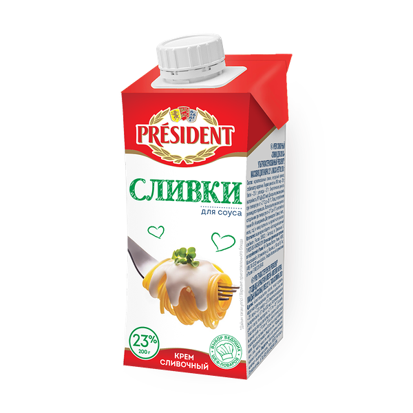 Сливки 23% President
