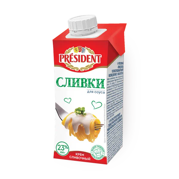 Сливки 23% President