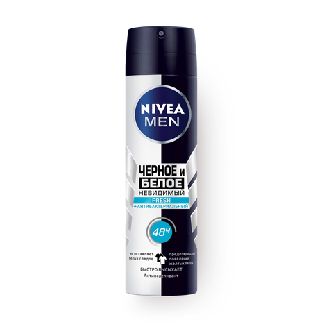 Дезодорант-антиперспирант Nivea Men Чёрное и Белое Fresh антибактериальный