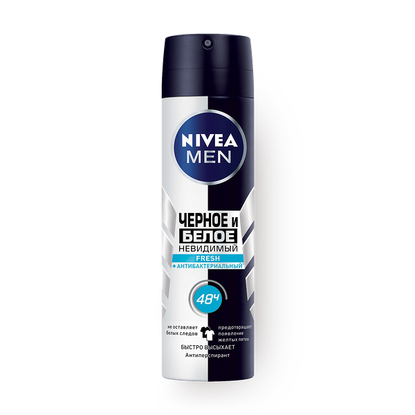 Дезодорант-антиперспирант Nivea Men Чёрное и Белое Fresh антибактериальный