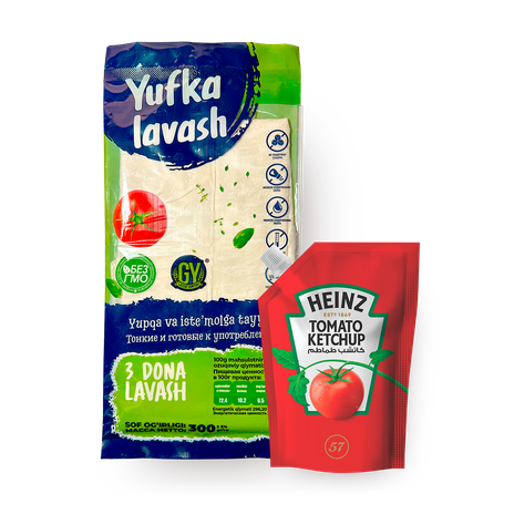 Лаваш Yufka, 300 g + Кетчуп томатный Heinz, 125 g