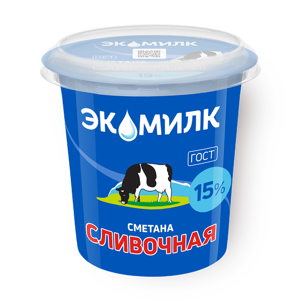 Сметана 15% Сливочная «Экомилк»