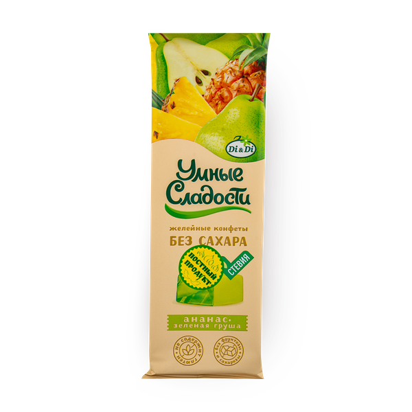 Конфеты «Умные сладости» желейные со вкусом ананас-зелёная груша