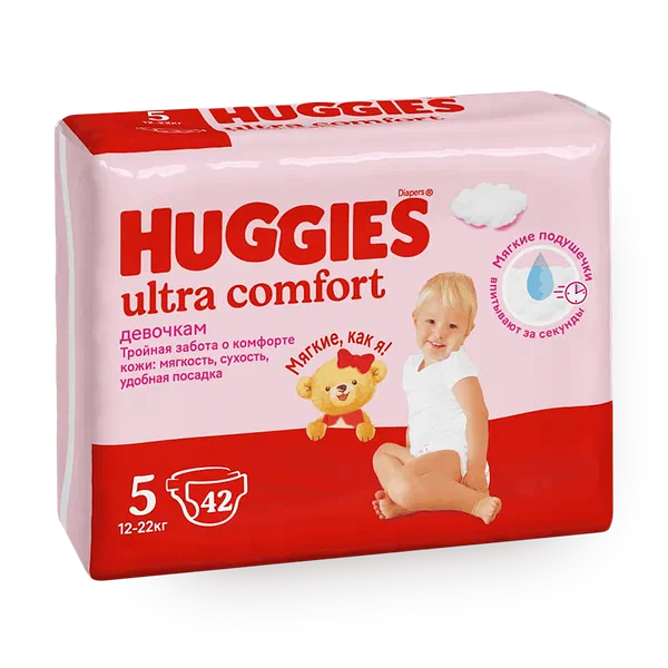 Подгузники Huggies Ultra Comfort для девочек 5 размер 12-22 кг
