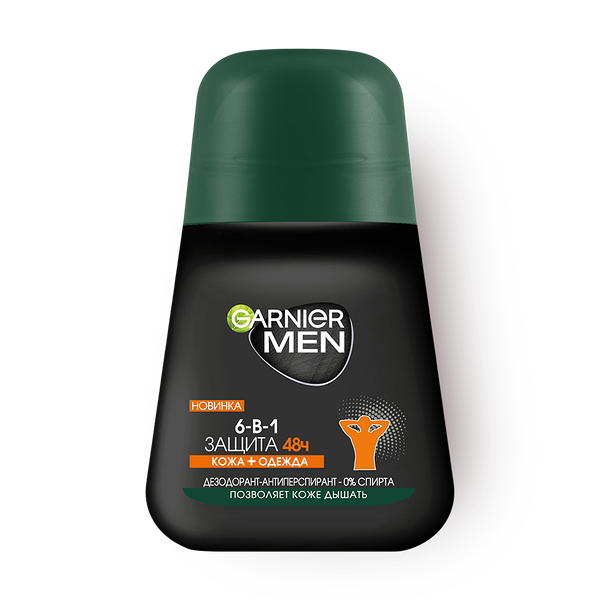 Дезодорант-антиперспирант Garnier Men 6 в 1 зашита 48 часов роликовый