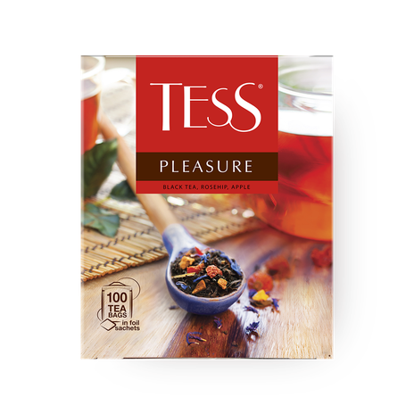 Чай чёрный Tess Pleasure с шиповником и яблоком в пакетиках