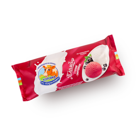 Мороженое пломбир «Коровка из Кореновки» с чёрной смородиной