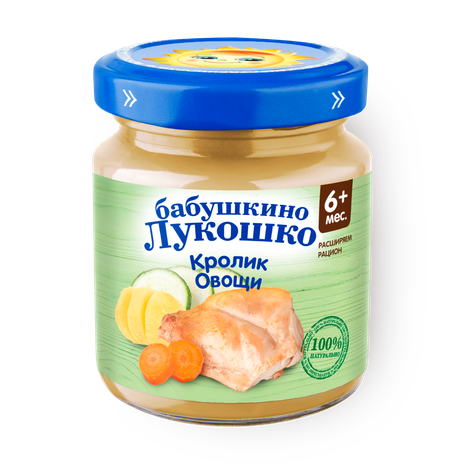 Пюре «Бабушкино лукошко» кролик-овощи с 6 месяцев